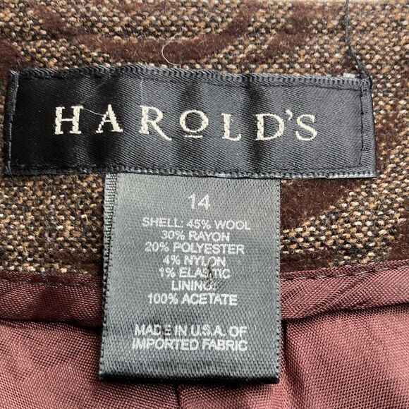 Vtg Harold’s Wool Trousers Velour Embossed Floral Design Brown Flared Wool Pants - Picture 3 of 9